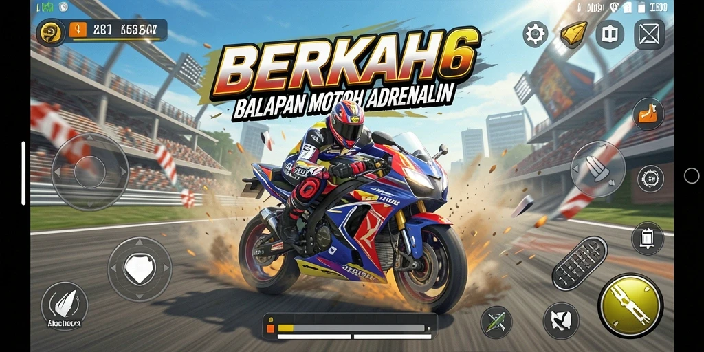 Tampilan gameplay mendebarkan dari balapan motor di <strong>BERKAH6</strong>.