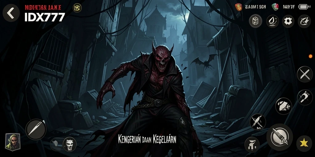 Tampilan gameplay mendebarkan dalam IDX777 yang menciptakan atmosfer Horror.