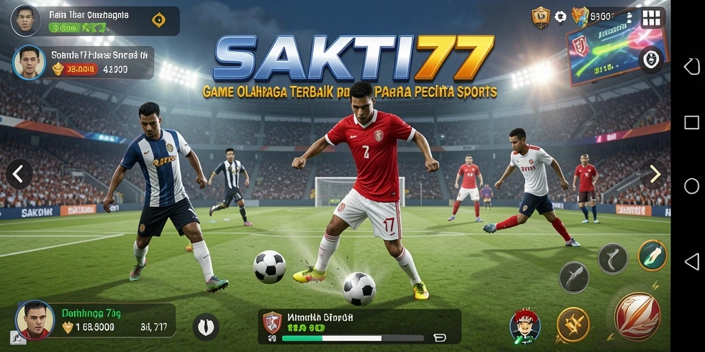 Screenshot utama SAKTI77 menampilkan pertandingan sepak bola yang intens.
