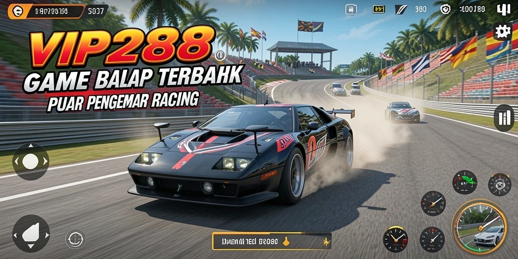 Tampilan gameplay menampilkan aksi balap yang mendebarkan di jalanan.